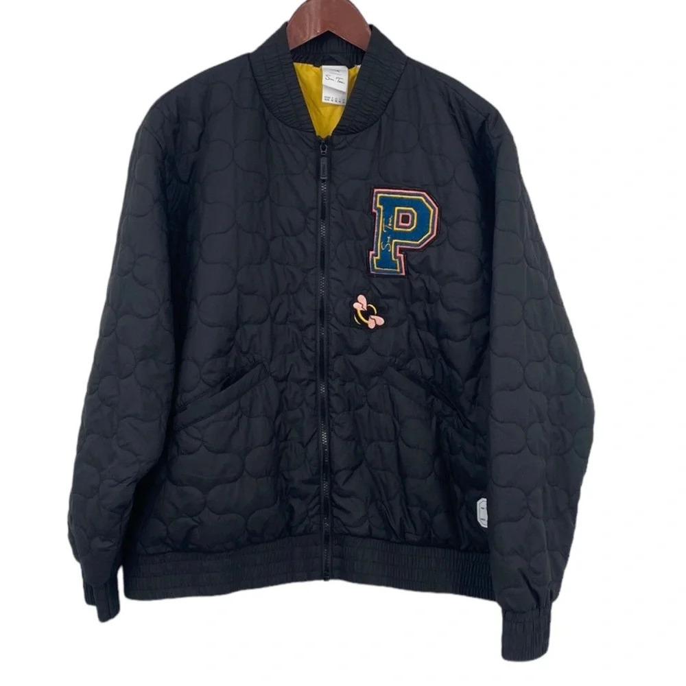 Puma‎ x Sue Tsai Varsity Jacket Womens Size XL Black Embroidered Woven Full Zip